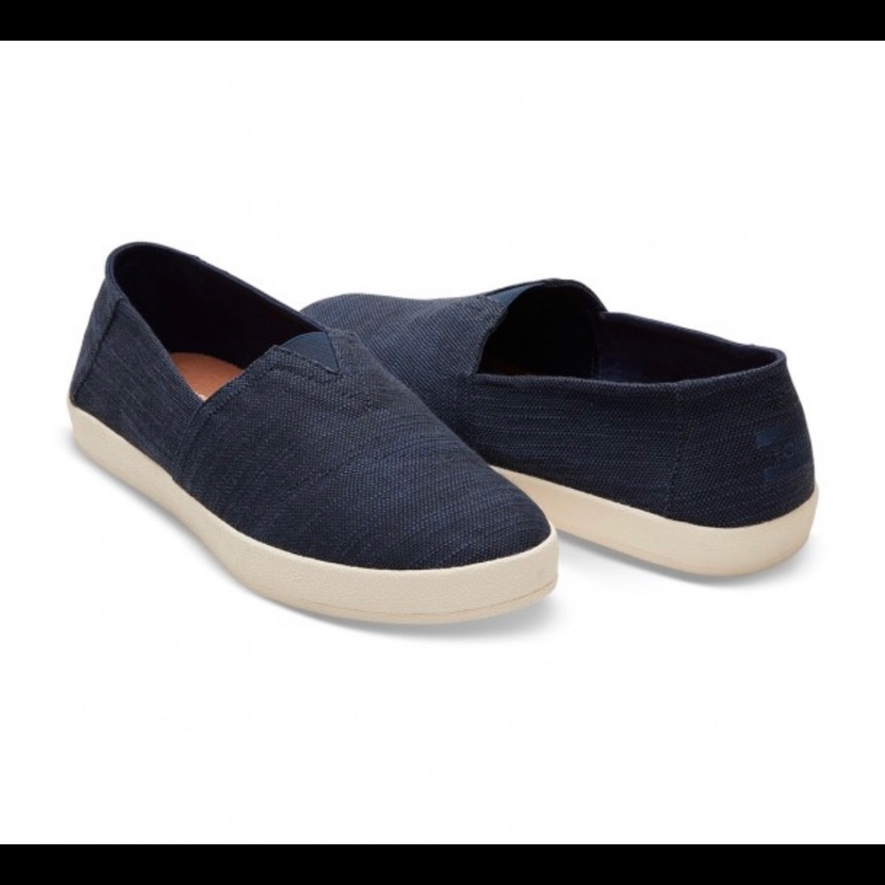 Toms Men's Avalon Linen Shoes Navy Slubby size 9.5